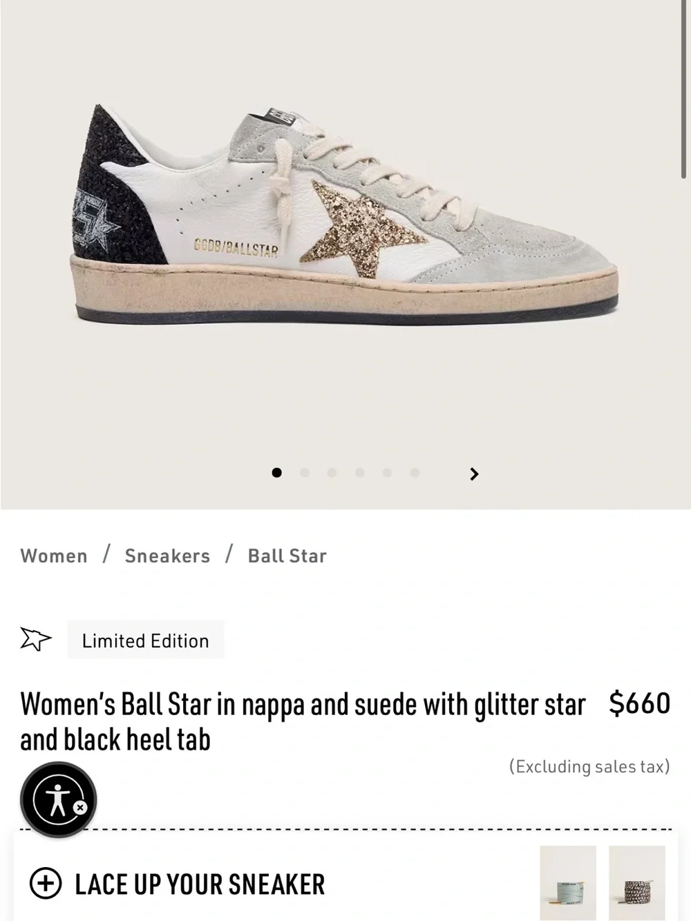 100% Authentic Golden Goose Womens nappa glitter star Ball Star sneakers - Picture 13 of 16